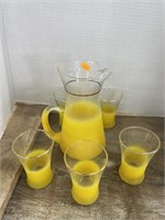 Vintage MCM Blenko frosted yellow drink set