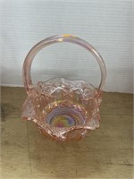 Vintage iridescent glass basket