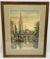 Signed Watercolor - Marshall Fields Art Collection