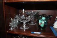 section of glass dishes, small serving pieces