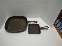 Duo of Lodge cast iron square skillets. 10" &