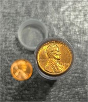 1958 US Lincoln Wheat Penny (50) CT Roll BU