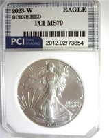 2023-W Silver Eagle PCI MS70 Burnished