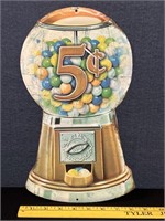 5 Cent Bubble Gum Machine Metal Sign