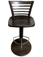Adjustable Barstool with Curved Open Wooden Back