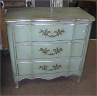 Vtg French Provincial 3 Drawer Dresser/Night Stand