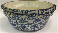 Blue Speckled Stoneware Bowl With Handle