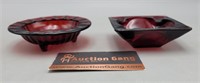 Ruby Red Glass Ashtrays