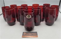 Ruby Red  Anchor Drinking Glasses