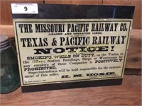 Texas&Pacific Railway Smoking Prohibited notice