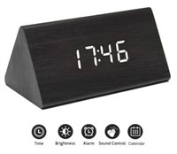 NEW Alarm Clock with Wooden Electronic LED Time