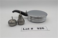 PEWTER SALT AND PEPPER SHAKERS AND 1950'S STAINLES