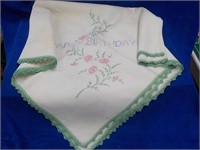 embroidered birthday tablecloth