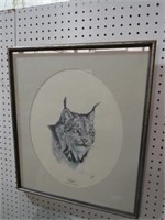 GUY COHELEACH FRAMED LYNX 19 1/2 X 23