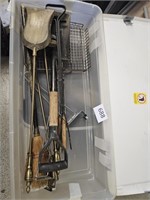 Tote of Fireplace tools, and others