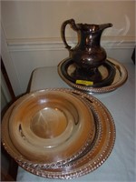 Large Silverplate Serving Tray & Pitcher