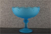 Indiana Glass Blue Mist Frosted Compote