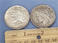 Lot of 2 Peace silver dollars 1922, 1923       (k