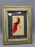 VTG matted/framed Mexican feather art bird artwork