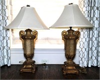 Pair of Ceramic Ornate Lamps