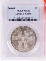 Coin 2004-P Lewis & Clark Silver Dollar PCGS MS69