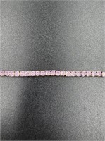 59.55 TCW Pink Sapphire Tennis Bracelet S925 7in
