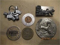 Lot to Include (Poker Chip, Money Clip, Deer, Keys