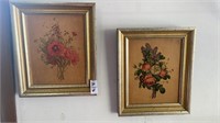 Vintage - floral prints- framed- 10.5 x 12.5