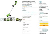 B6097  Greenworks 40V 13 String Trimmer/Edger