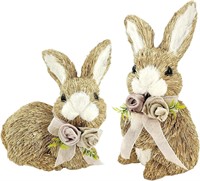 10 Sisal Bunny Easter Decor  Set of 2