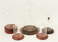 Five Glass Domes w/ Wooden Bases
