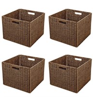 (4) Brown Foldable Storage Baskets
