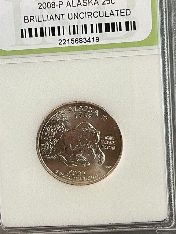 2008-P Alaska Brilliant Unc. Quarter Coin