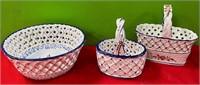 N - HAND PAINTED CERAMIC BASKETS (PORTUGAL) (F5)