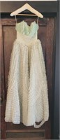 1940s Mint Embellished Ruffle Dress