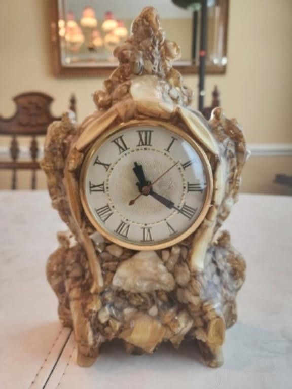 Handcrafted mother of pearl table clock