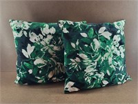 Soft Emerald Green Floral 18" Throw Pillows