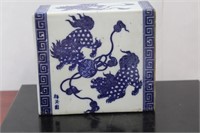 A Chinese Blue and White Kylin Porcelain Pillow