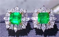 1.5 ct natural emerald earrings in 18K gold