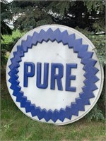HUGE PURE OIL SIGN PLASTIC WITH 71.5" DIAMETER