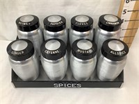 Mid-Century Chrome Spice Jar Set w/ Rack