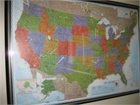 Huge Framed United States National Geographic Map