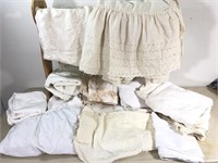 Lot of Vintage White Fabric Tablecloths & Sheets