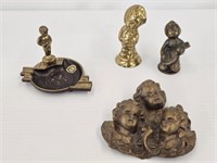 4 BRASS FIGURAL PIECES - TALLEST IS 3.25"