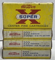 (OO) Western SuperX 222 Remington Cartridges,