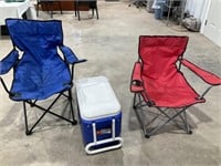 Igloo 38 qt Cooler, 2 Camp Folding Chairs
