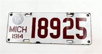 Michigan 1914 License Plate
