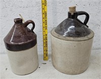 2 Brown and White jugs