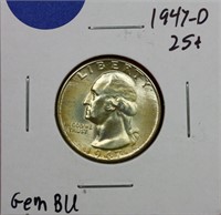 1947-D Washington Quarter Gem BU