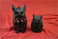 (2) Cast Iron Owls